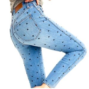 Madewell Light Blue High Rise Jeans with Black Heart Design